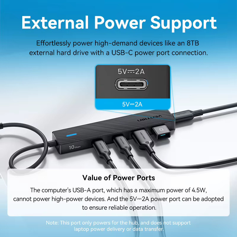 Vention USB-C Hub mit 4 USB 3.2 Gen 2 Ports und 10 Gbit/s Übertragungsrate für MacBook Pro Air M1 und Laptop - Bild 4