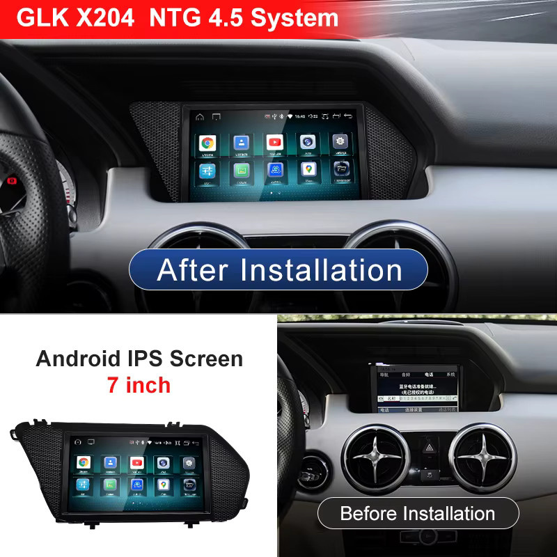 STWEI Android 14 Auto Multimedia-Player für Mercedes Benz GLK X204 mit 7 Zoll Display, GPS, CarPlay und Bluetooth in Schwarz - Bild 2