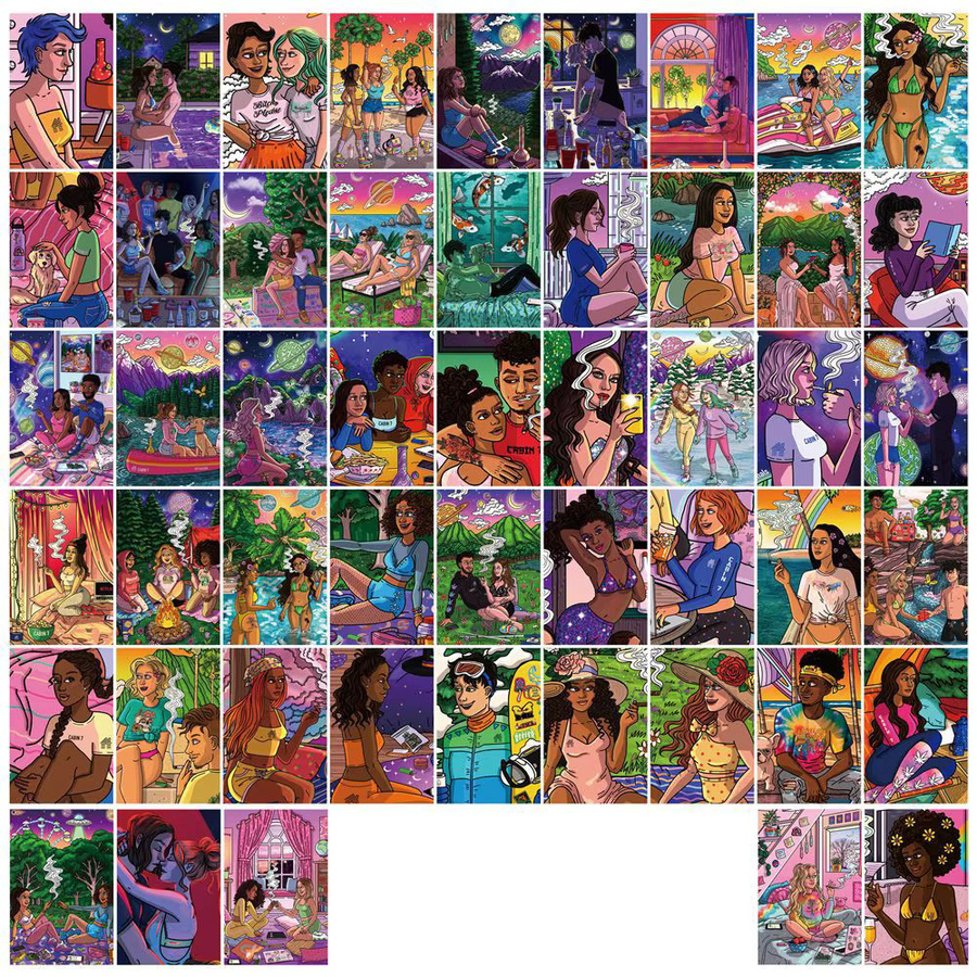 50 Stück Wasserfeste Sticker Set mit Coole Raucher-Kunst-Mädchen Motiven in Multicolour für Scrapbooking, Handy und Skateboard - Bild 2
