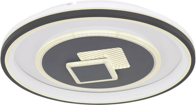 Globo LED-Deckenleuchte Sundi modern rund, weiß/schwarz, dimmbar mit Fernbedienung, Durchmesser: 50 cm - Bild 1