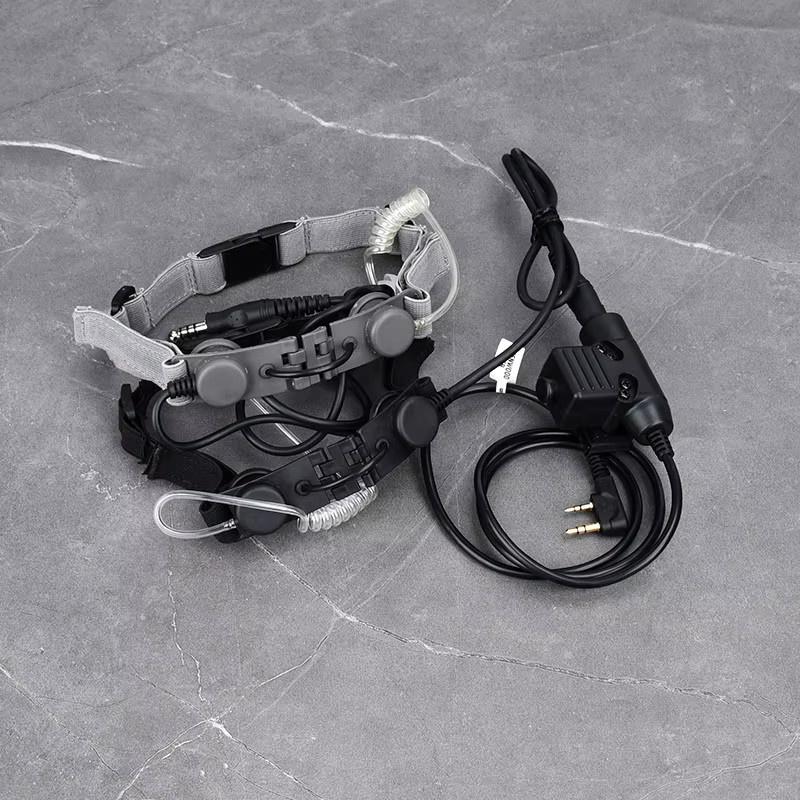 Wadsn Taktisches Kehlkopfmikrofon mit Handschlaufe für Kenwood und Baofeng UV-5R UV-5X UV-82 in Schwarz - Bild 3