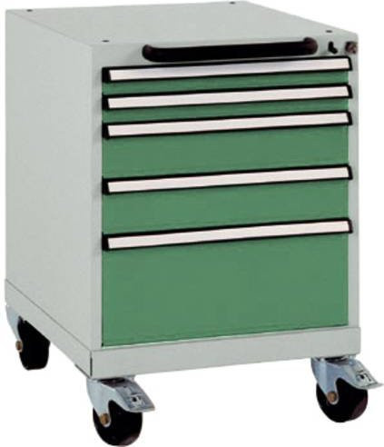 Manuflex BASETEC Schubfachschrank SP1123.6011 mobil mit 5 Schubfächern, Resedagrün RAL 6011, Nutzhöhe: 50 cm - Bild 1