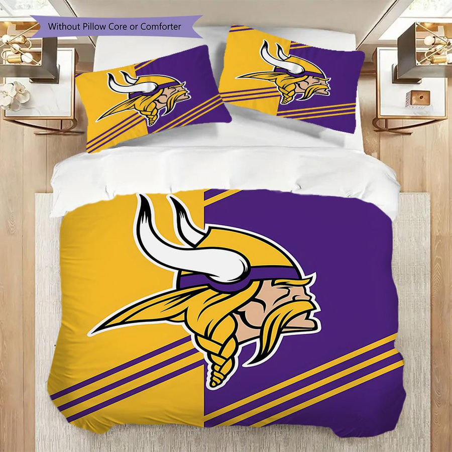 Manus Home Minnesota Vikings Bettwäsche Set mit Bettbezug und 2 Kissenbezügen, Multicolor, B/H: 200 x 220 cm - Bild 4