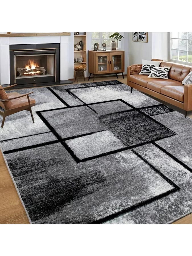 VIKAMA Moderner Geometrischer Teppich in Grau, Fleckresistent und Pflegeleicht für Wohnzimmer und Schlafzimmer - Bild 7