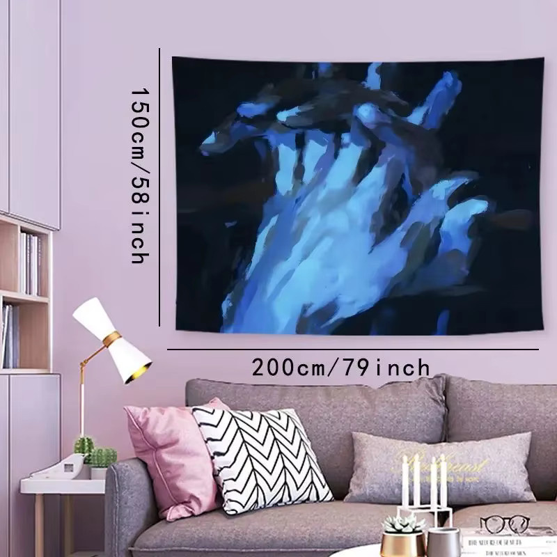 VIKAMA Wandteppich in Blau, abstrakte minimalistische Kunst als Wandbehang aus Textil, B/H: 60 x 40 cm - Bild 3