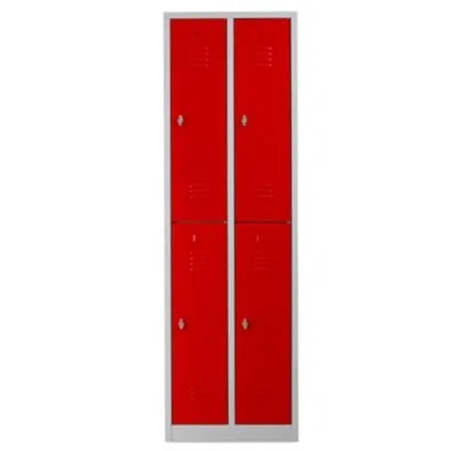 PROREGAL Garderobenspind Camel mit 4 Fächern und Vorhängeschloss, Farbe Grau-Rot, H x B x T: 195 x 60 x 50 cm - Bild 2