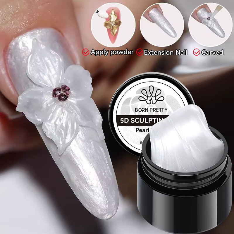 BORN PRETTY 5D Modellier-Gel Nagellack, Perlweiß, 5g - Bild 2