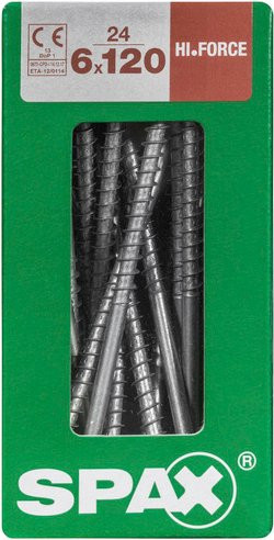 Spax Holzbauschraube mit Tellerkopf und Torx-Antrieb, Farbe: Silber, Material: Stahl, 24 Stück, Durchmesser: 6 mm, Länge: 120 mm - Bild 1