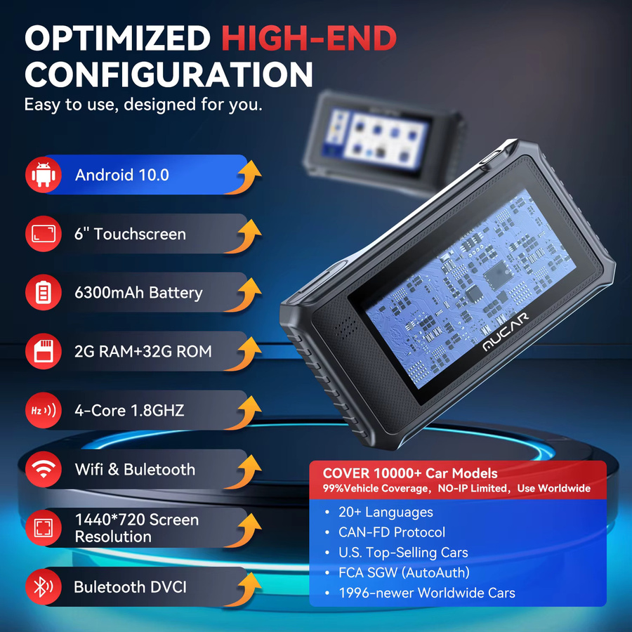 MUCAR VO6 OBD2-Scanner Auto-Diagnosegerät mit 28 Reset-Funktionen und Vollsystem-Diagnose in Schwarz - Bild 2