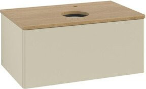 V&B Waschtischunterschrank Antao ohne Frontstruktur in Eiche Honig lackiert, B/T/H: 80 x 36 x 50 cm - Bild 1
