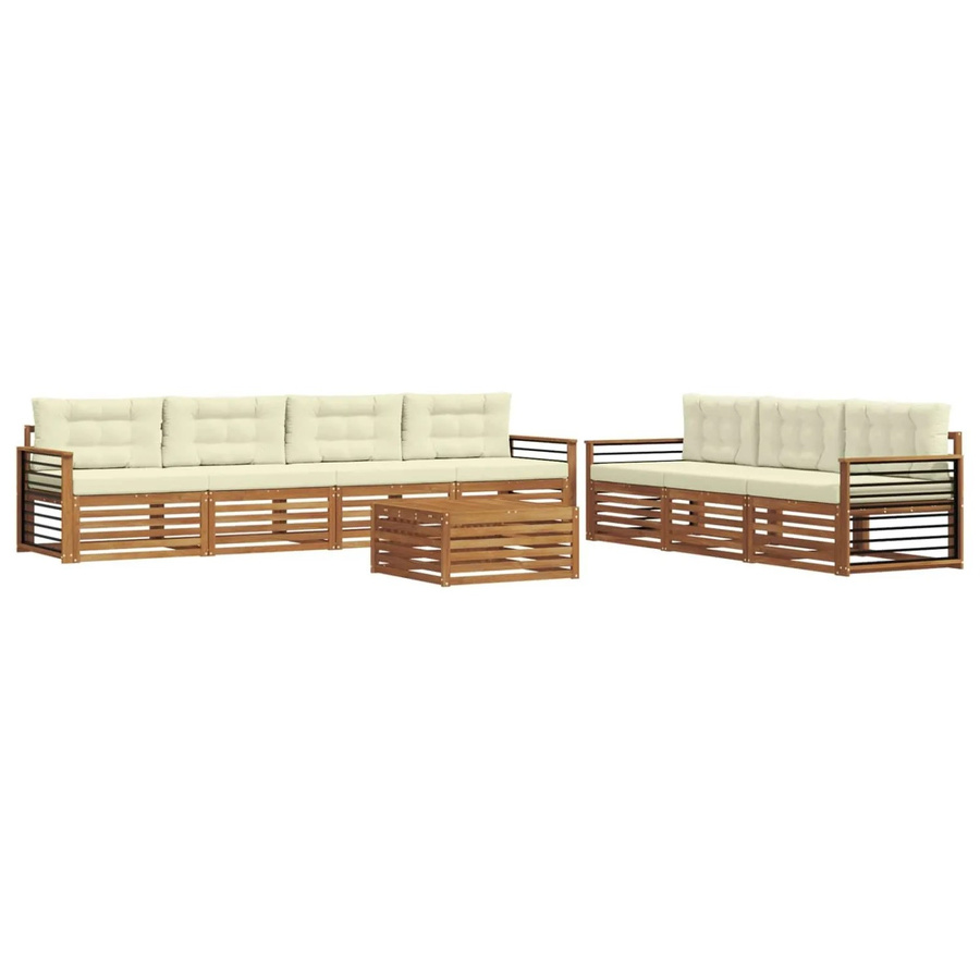 vidaXL Outdoor-Sofagarnitur 8-teilig aus Akazienholz mit Kissen in Natur und Creme - Bild 2