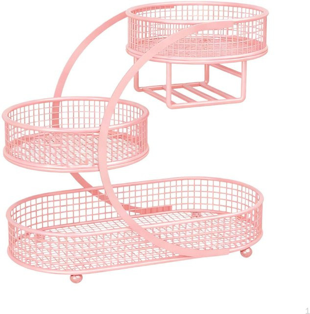 Robuster Metall Obstkorb und Gemüsehalter in Pink B/T/H: 35,0 x 20,0 x 20,0 cm - Bild 1