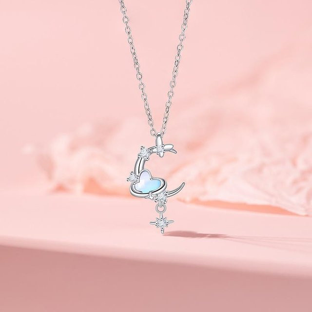 Lucky Star Jewelry Halskette Edelstahl, Weiß, Zirkonia, Kristall, Damen - Bild 1