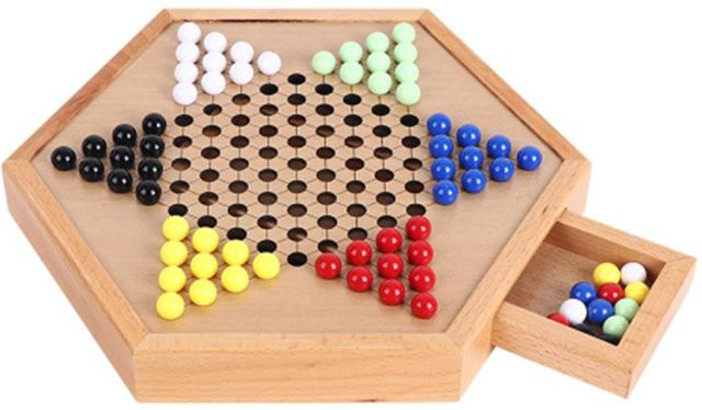 TOMTOP JMS Chinesisches Dame-Set aus Holz, Schachbrettspiel, mit Aufbewahrungsschublade - Bild 1