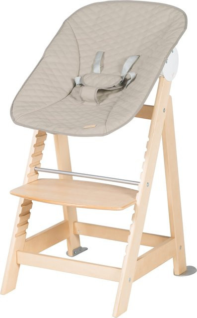 Roba Treppenhochstuhl Born Up Set 2in1 in Grey mit Liegefunktion und Aufsatz für Neugeborene aus gestepptem Kunstleder - Bild 1