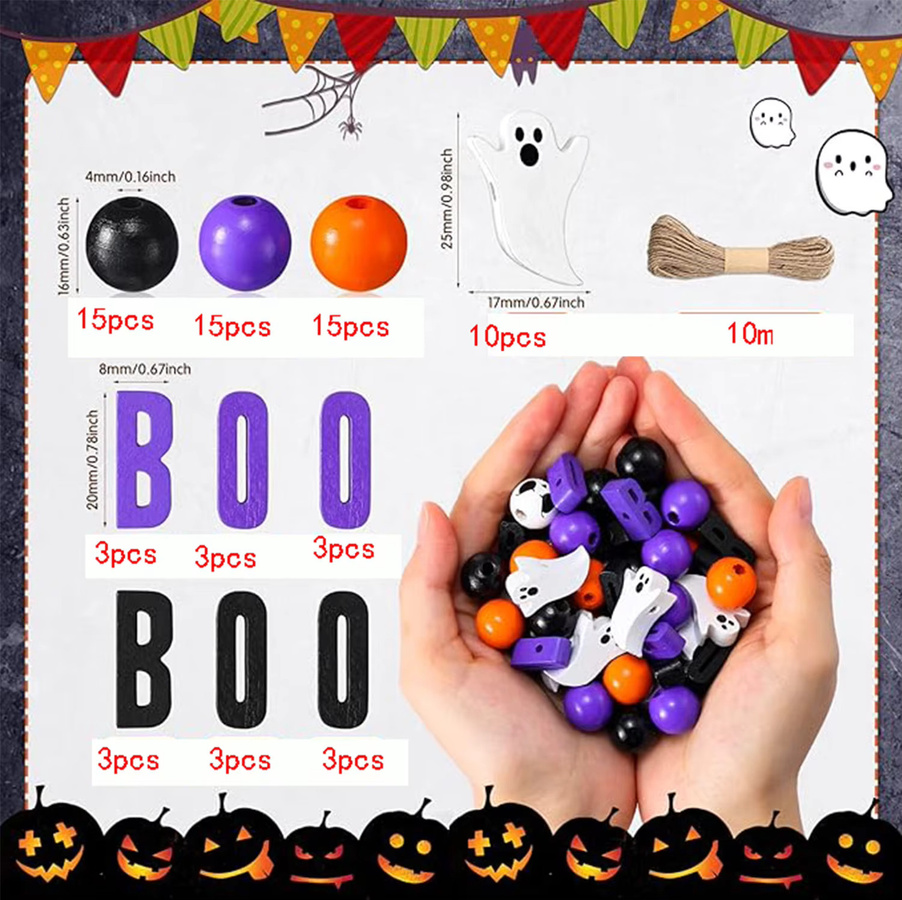 Aogue Holzperlen, Halloween, Bunt - Bild 3