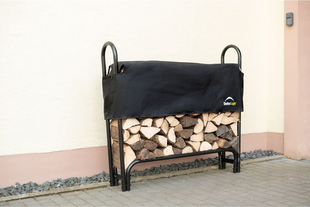 ShelterLogic Stahl Kaminholzregal mit Abdeckung in Schwarz - Bild 1