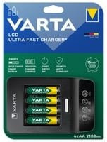 Varta LCD Ultra Fast Charger+ Akku-Ladegerät für AA und AAA NiMH mit AC- und Kfz-Netzteil in Schwarz-Blau - Bild 1