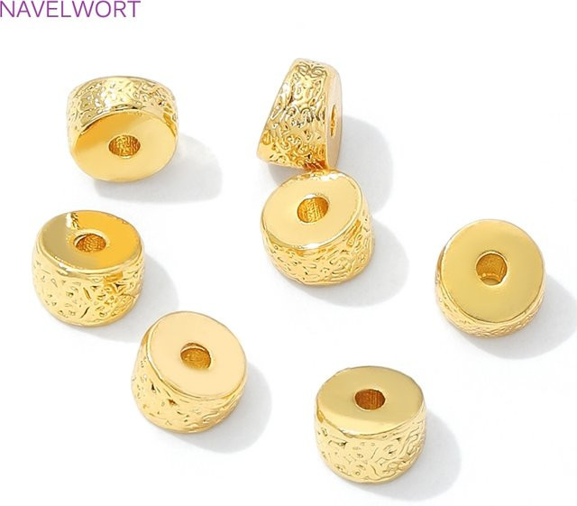 Abstandsperlen 18 Karat vergoldet, 6 mm, runde Perlen - Bild 1
