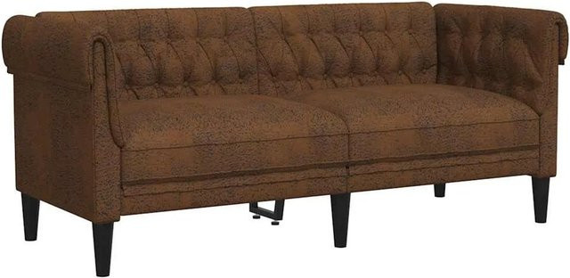 vidaXL Chesterfield-Sofa 2-Sitzer in Braun aus Stoff mit Massivholzrahmen - Bild 1