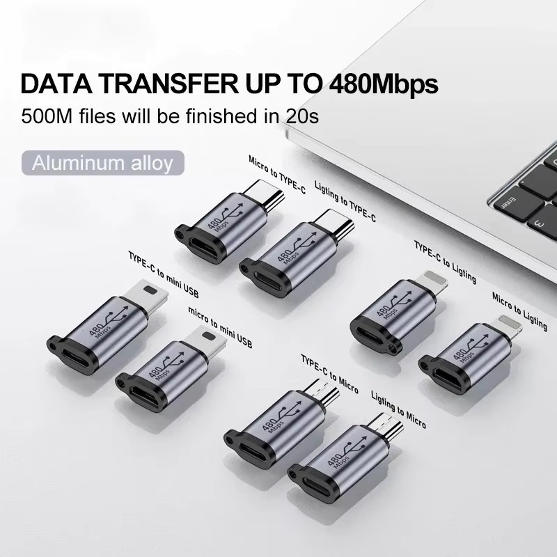 MACDOT USB Typ-C Adapter Set für iOS, Micro-USB und Mini-USB als Konverter für Xiaomi und Samsung Ladegeräte und Datenkabel - Bild 2