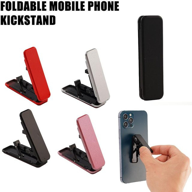 Klappbare Handy-Ständerhalterung aus Metall in Pink, ultradünner Mini-Telefonhalter für den Desktop - Bild 1