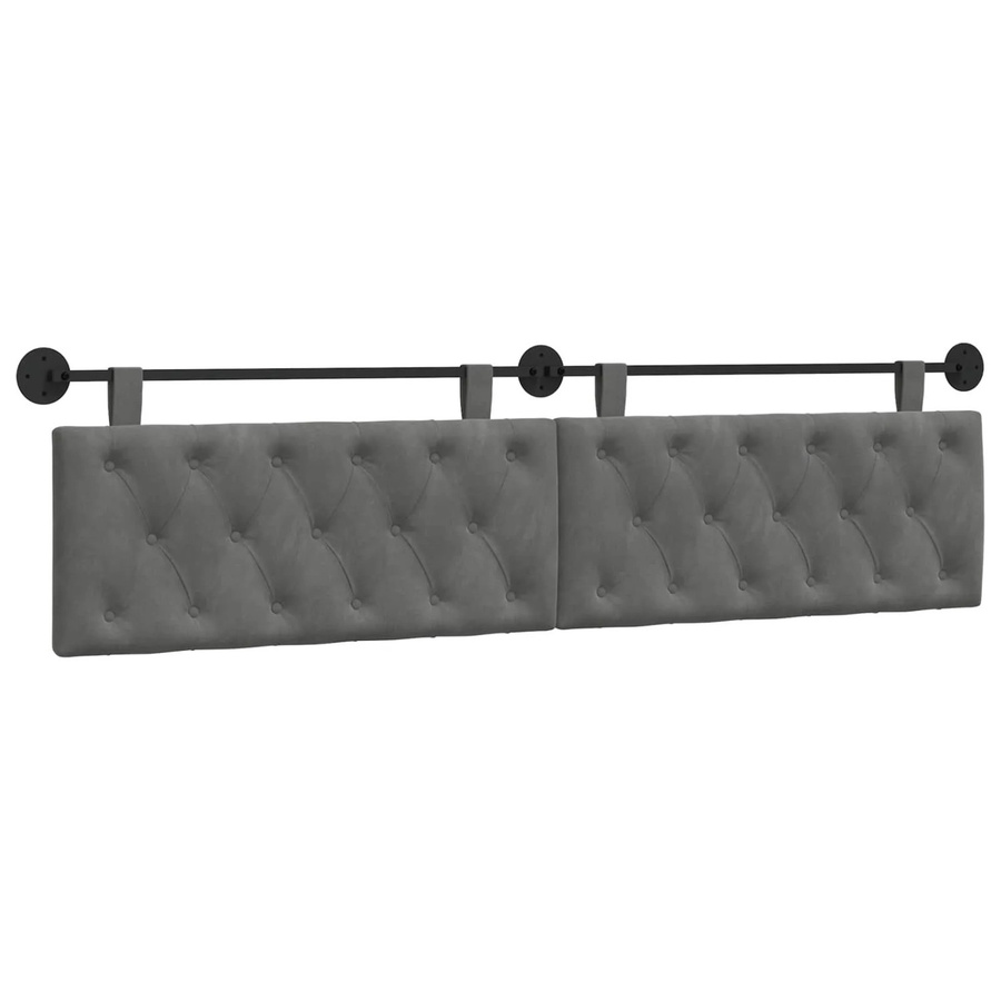 vidaXL Wandmontiertes Polsterpaneel aus Samt in Dunkelgrau B/H/T: 210 x 55 x 7 cm - Bild 2