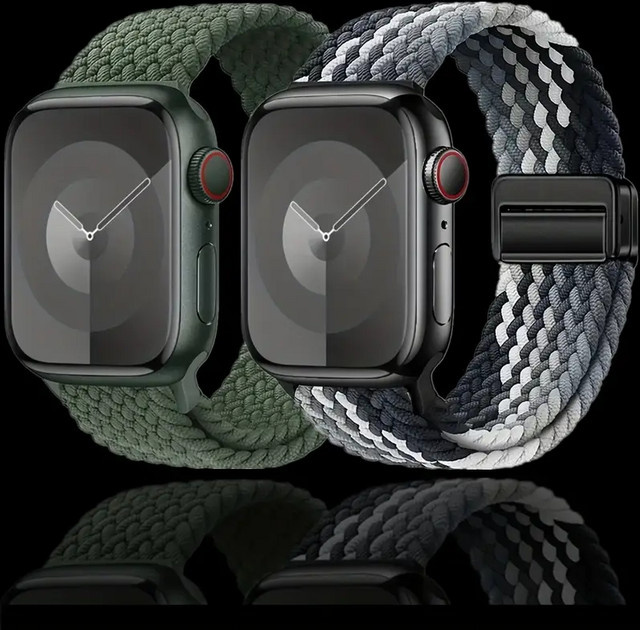Geflochtenes Solo Loop Armband für Apple Watch, elastisches Unisex-Armband kompatibel mit Apple Watch Ultra 2, Serie 10, 9, 8, 7, 6, SE und weiteren Modellen - Bild 1
