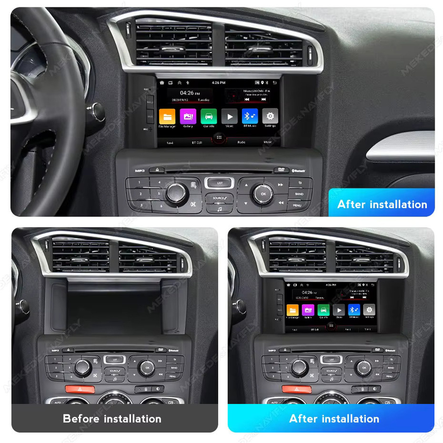 STRONGNAVI Android 15 Multimedia Video Player mit 7 Zoll Display und kabellosem CarPlay für Citroen C4 C4L DS4 2011-2016 in Schwarz - Bild 2