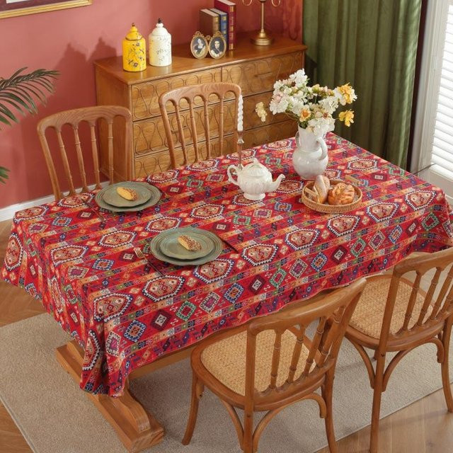 Bunte Jacquard-Tischdecke im floralen Pastoral-Stil von Super Six, rechteckig, Mehrfarbig, B/B: 140 x 160 cm - Bild 1