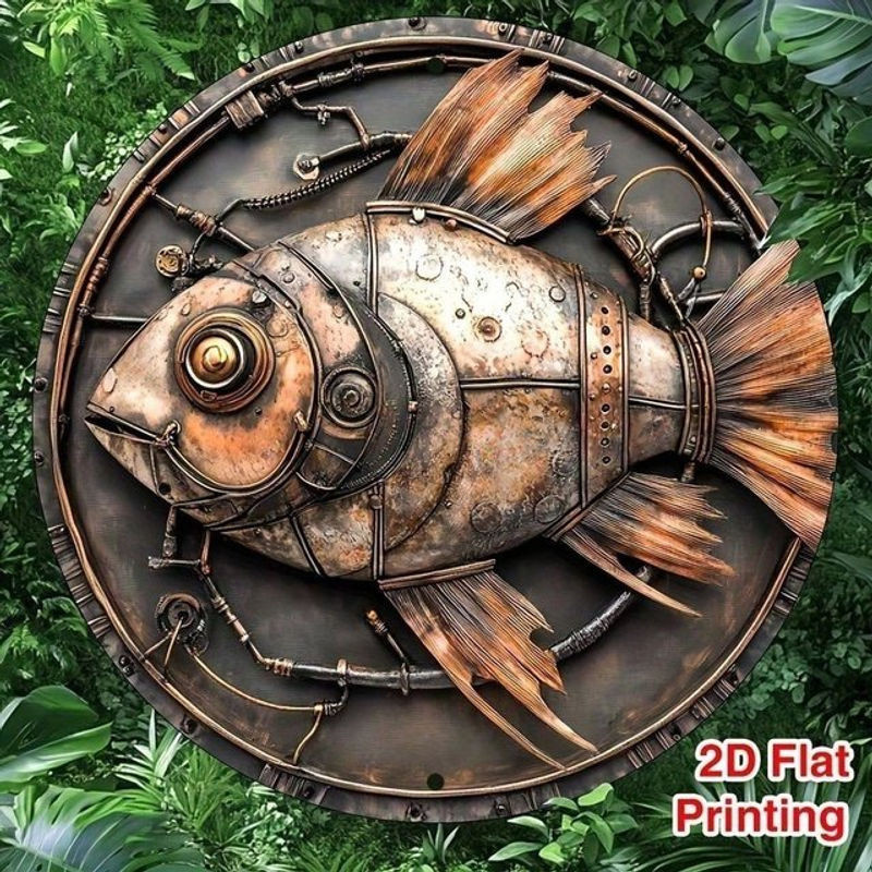 LIVEWILD Personalisiertes Aluminium-Wandkunst-Schild im Vintage-Anglerstil, Braun, B/B: 20,32 x 20,32 cm - Bild 1