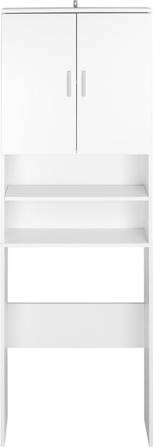 LIVARNO HOME Waschmaschinen-Überbauschrank Liverpool in Weiß mit 2 Einlegeböden und Türen mit offenem Fach, B/T/H: 64,5 x 25,0 x 190,0 cm - Bild 1