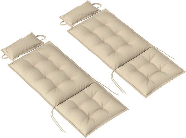 Outsunny 2er Set Liegenauflage für Sonnenliegen in Beige, wasserabweisend und gesteppt, B/H/L: 50 x 5 x 116 cm - Bild 1