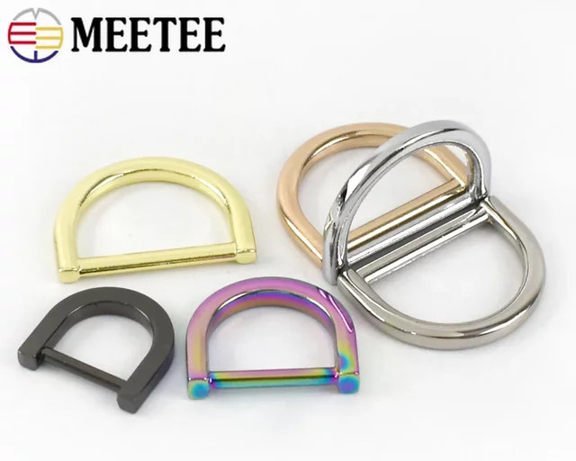 Meetee Metall D-Ring Schnallen aus Stahl in Gold für Hundeleinen und DIY Hardware Zubehör, 10-25mm - Bild 1