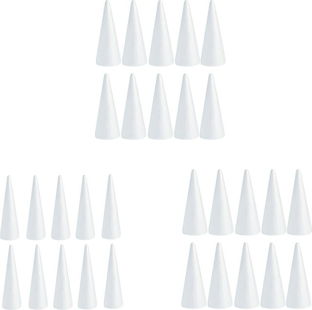 10 Stück Bastelschaumkegel in Weiß für DIY Dekorationen und Weihnachtsbäume - Bild 1