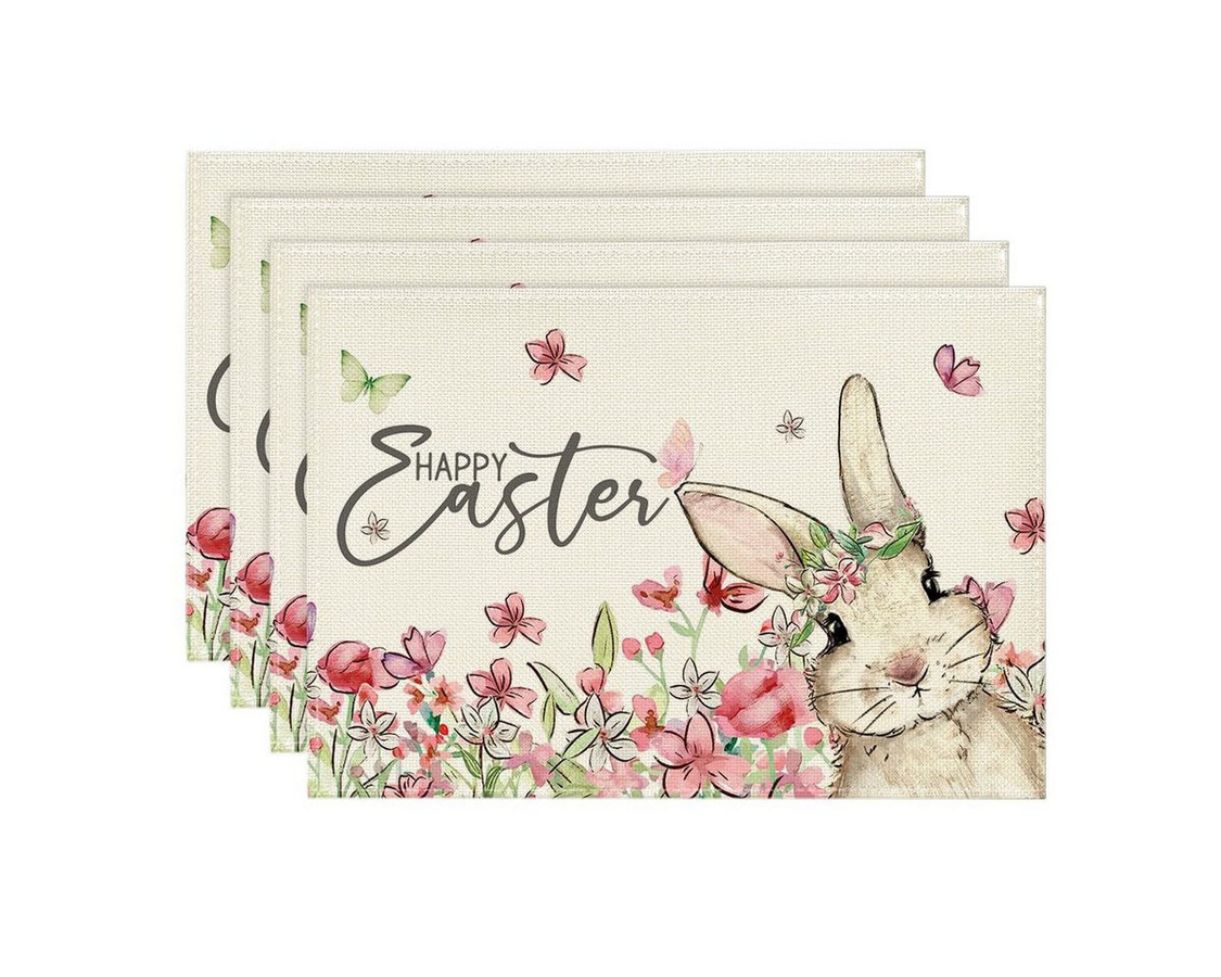 Minicloss Platzset Hasen Ostern 4er Set, Saisonal Frühling Tischdekoration, B/T: 45 x 30 cm - Bild 1