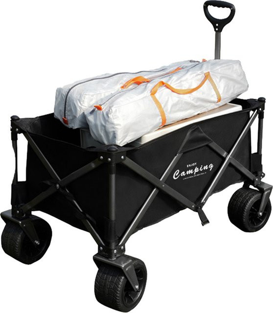 Faltbarer Gartenwagen in Schwarz mit 60 l Volumen und 300 kg Traglast, Outdoor-Strandwagen mit großen Rädern und 360-Grad-Drehung sowie Doppelbremsen - Bild 1