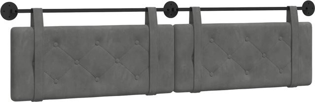 vidaXL Wandmontiertes Kopfteil aus Samt in Dunkelgrau, B/H/T: 210 x 55 x 5 cm - Bild 1