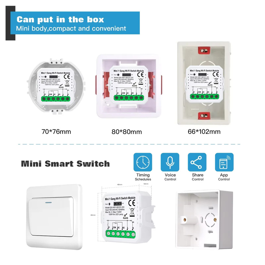 Tuya ZigBee Wifi Smart Switch Modul mit Trockenkontakt für Smart Home DIY Breaker Relais in Weiß, kompatibel mit Alexa und Google Home - Bild 1