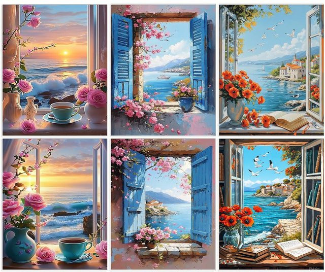 GATYZTORY Malen nach Zahlen Set Blumen Motiv auf Leinwand, Mehrfarbig, B/H: 40 x 50 cm - Bild 1