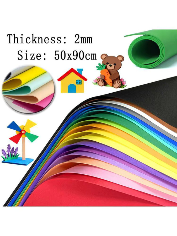 Bunte EVA-Schaumstoffplatten für Cosplay und DIY-Bastelprojekte, 2mm Dicke, B/H: 90 x 50 cm, Orange und Multicolour - Bild 7