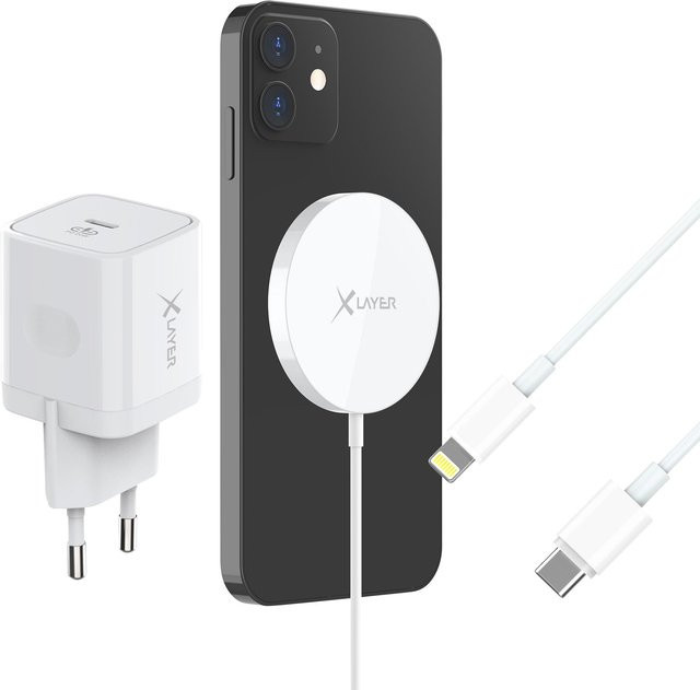 XLayer Wireless Magnetic Starter Set in Weiß mit USB-C und Lightning Anschlüssen - Bild 1