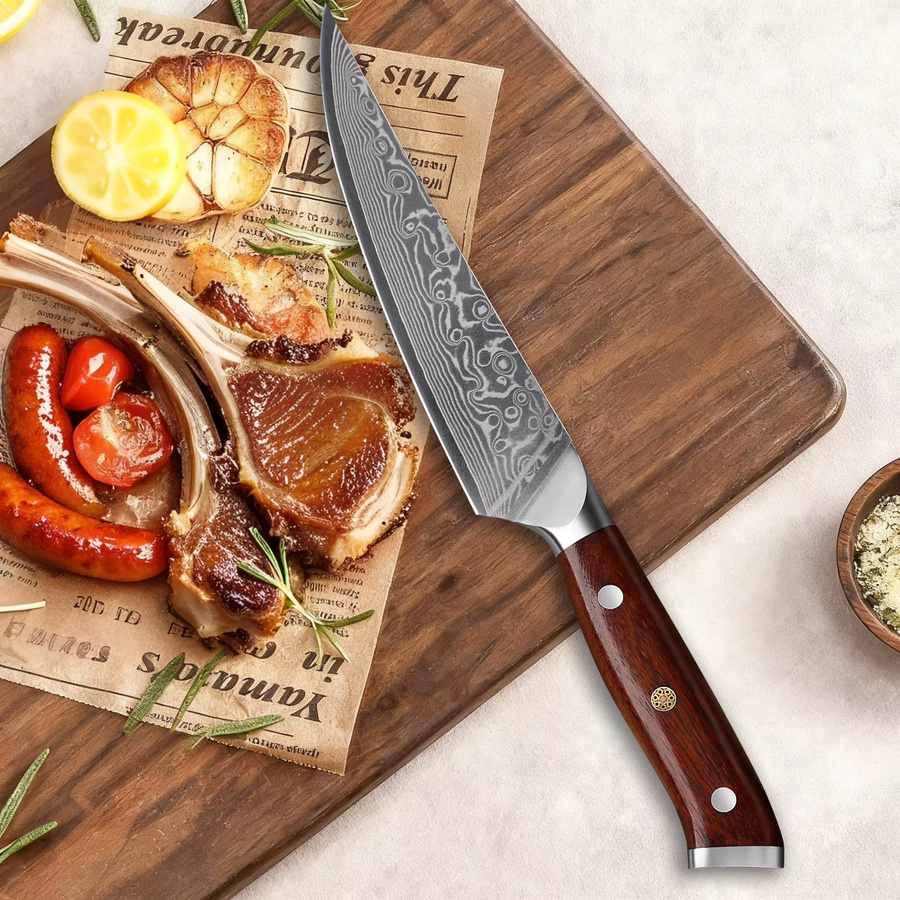 Baovim Steakmesser aus Damaststahl mit Palisandergriff, 12,7 cm - Bild 3