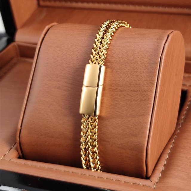 jiangmingao Kettenarmband Edelstahl, Gold, Unisex - Bild 1