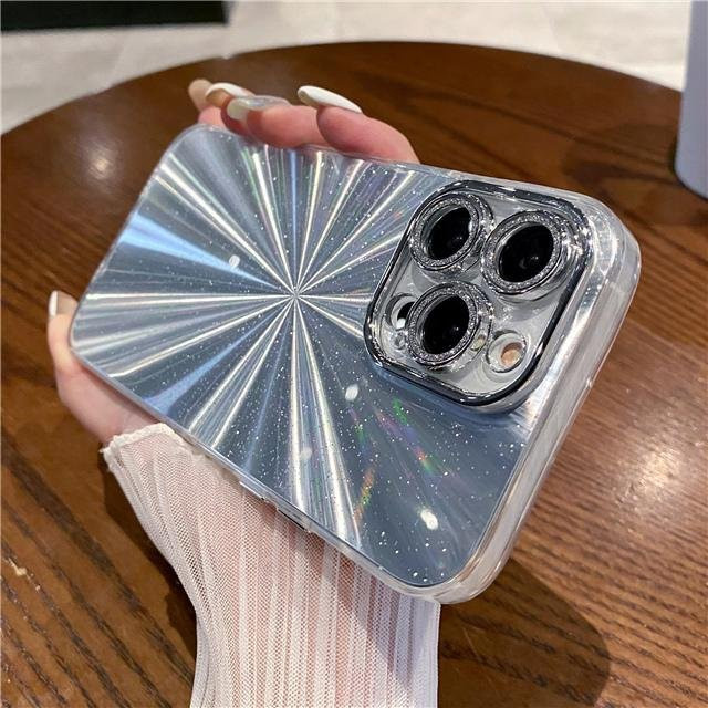 Yiran Handyhülle mit buntem Muster und Glitzer sowie Linsenschutz für iPhone 15 Pro Max, iPhone 16 Plus, iPhone 14, 13, 12, 11 in Multicolour und Transparent - Bild 1