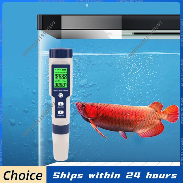 ATUOTIN 5-in-1 Digitaler Wasserqualitätstester in Weiß zur Messung von pH-Wert, EC, TDS, Salzgehalt und Temperatur für Pools, Trinkwasser und Aquarien - Bild 1
