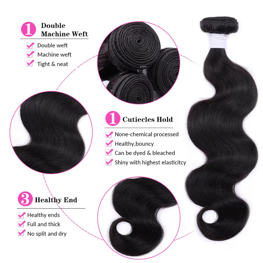 MIHUGASS Body Wave Haarbündel, Brasilianisches Echthaar, 38-40 Zoll - Bild 5
