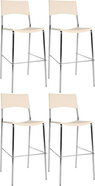 CLP 4er Set Barhocker Genua Stapelbare Bistrohocker mit Kunststoffsitz und Metallgestell in Chrom-Optik Silber - Bild 1