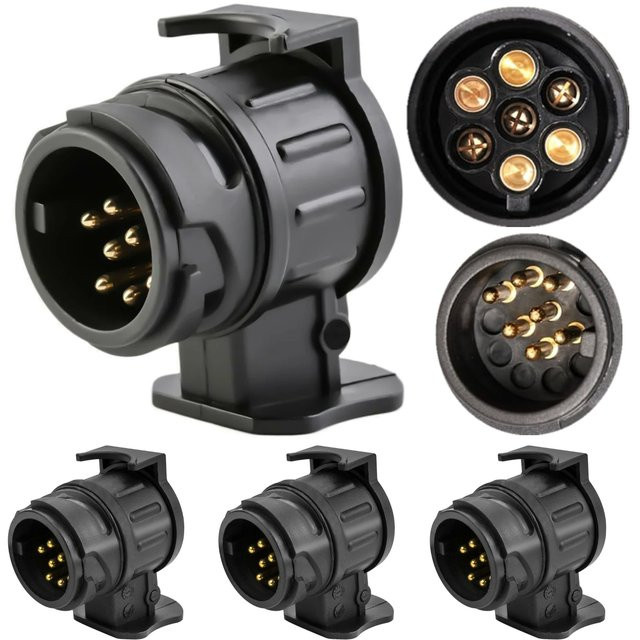 13 Pin auf 7 Pin Adapter für Anhängerkupplung Schwarz für Auto Lkw und Caravan - Bild 1