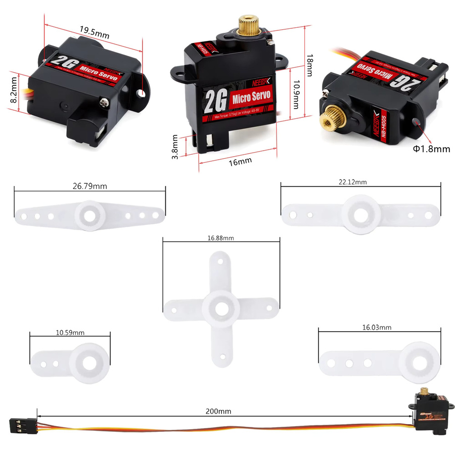 NEEBRC Mini Metal Gear Digital Servo, Wasserdichter kernloser Motor - Bild 4